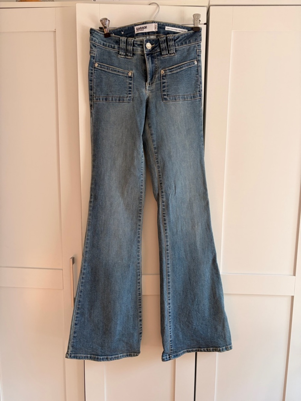 New Garage low rise Flare Jeans in Medium light Blue